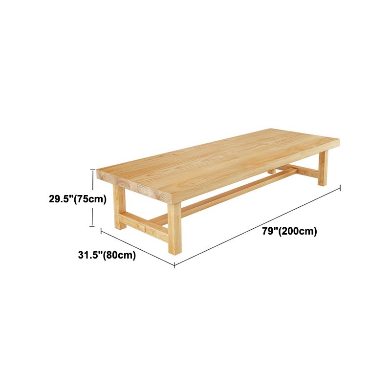 Contemporary Natural Pine Wood Desk Rectangle Wood Base Desk for Office