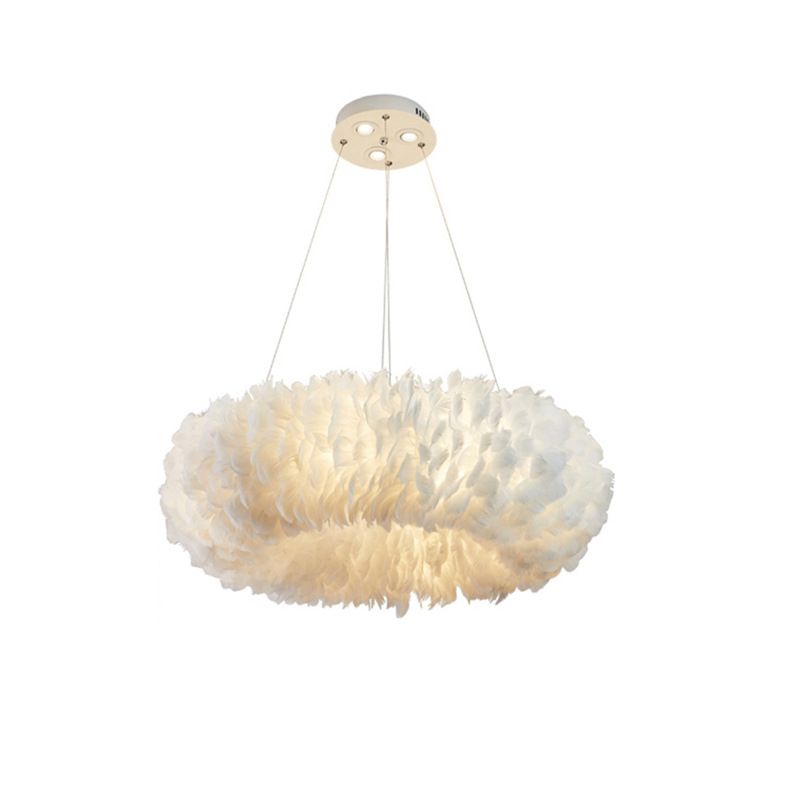 Art Deco Feather Pendse Lighting Modern Nordic Creative Round Hanging Techo Luz para dormitorio