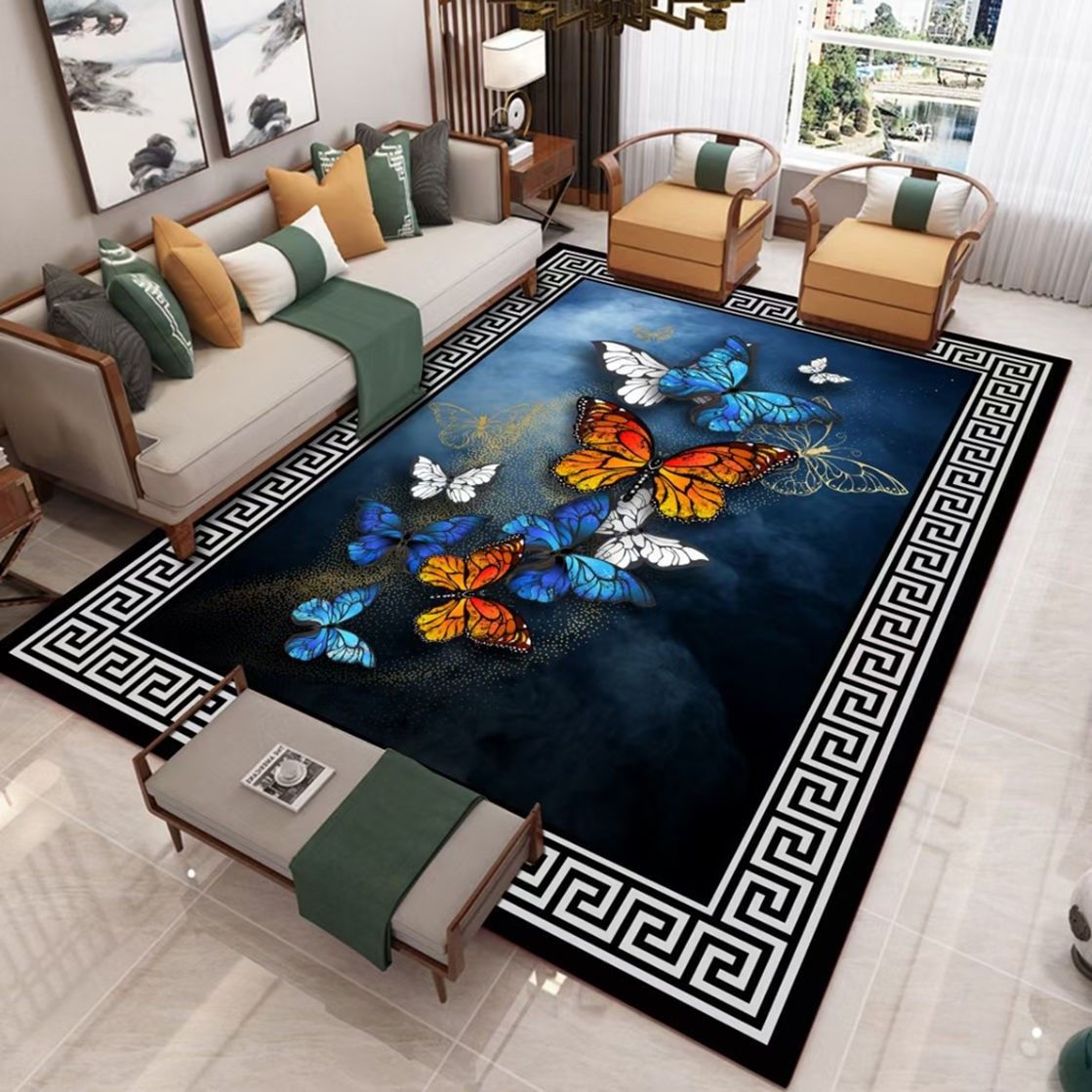 Dark Color Chinese Area Carpet Polyester Animals Printing Indoor Rug Easy Care Carpet for Living Room