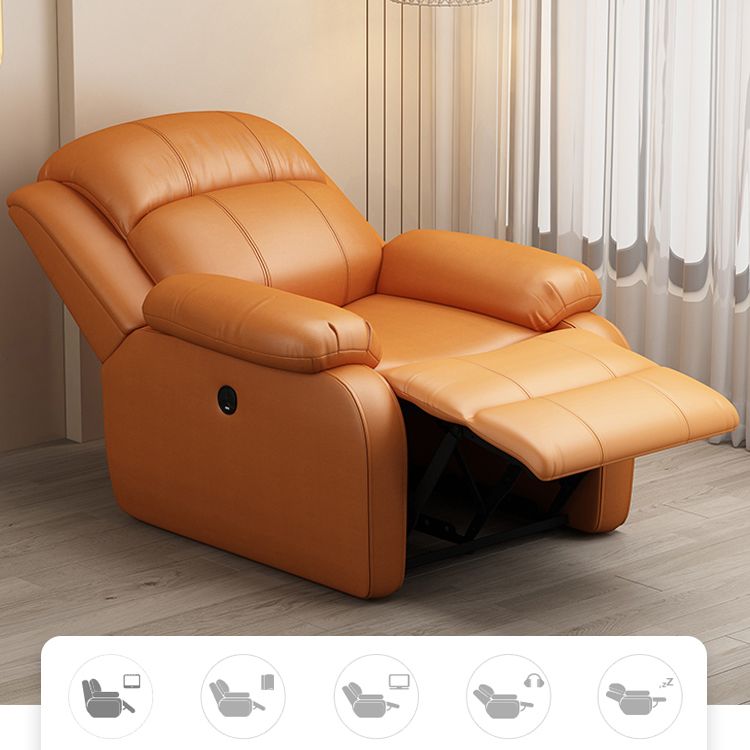 Modern Solid Color Standard Recliner Wood Frame Faux Leather Recliner Chair