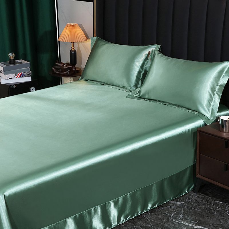 Elegant Fitted Sheet Modern Silk Ultra Soft Soild Bed Sheet Set