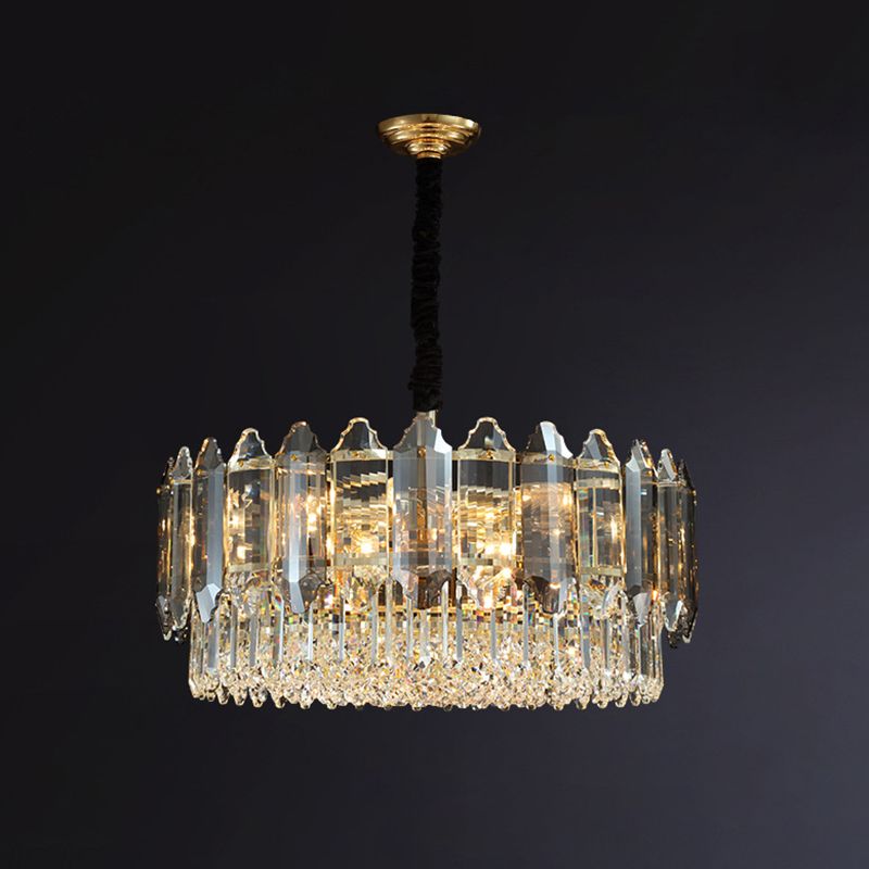 Circular Ceiling Lighting Postmodern K9 Crystal Living Room Chandelier Light Fixture in Clear