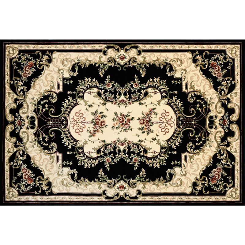 Victorian Flower Printed Rug Polyester Area Rug Non-Slip Backing Indoor Carpet for Living Room