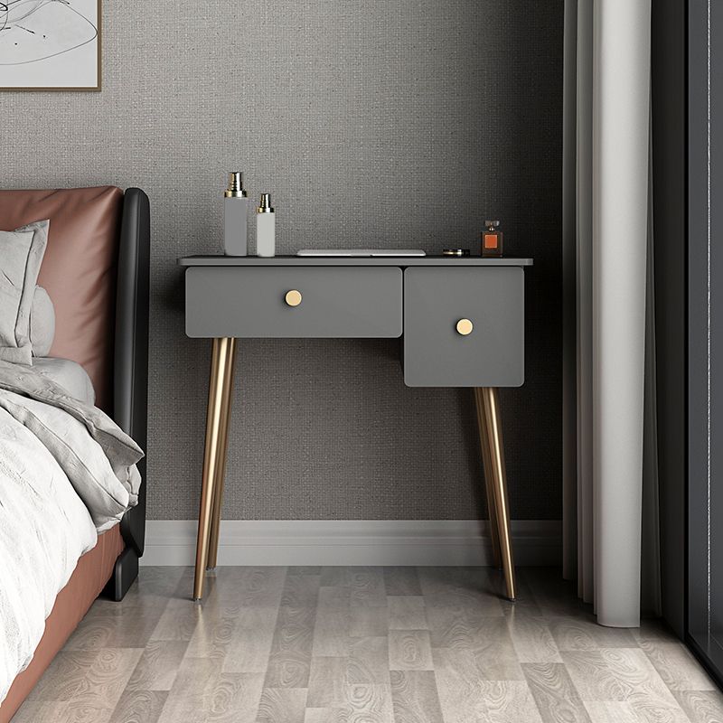 Glam Wooden/Metal Make-up Vanity with Drawer in Grey for Bedroom