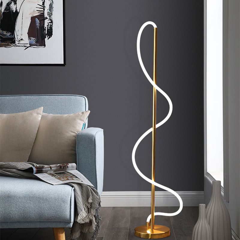 Modern Style Linear Shape Floor Lamp Metal 1 Light Floor Lighting for Living Room