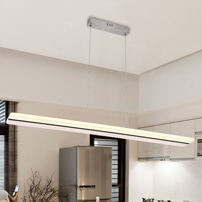 39"/47" Wide Ultra Thin Acrylic Drop Pendant Modern LED White Ceiling Lamp in Warm/White Light