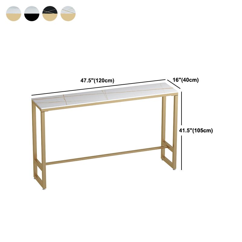 Polished Finished Contemporary Pub Table with Trestle Stone Top Bar Table for Small Places