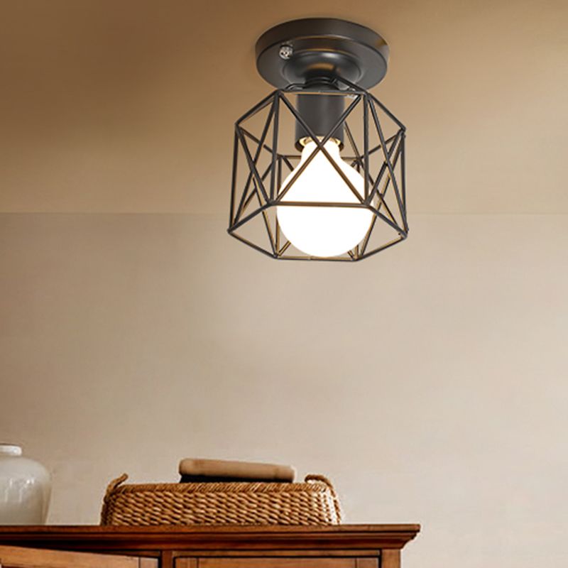 Modern Ceiling Lamp Metal Ceiling Mount Light with Metal Shade for Living Room