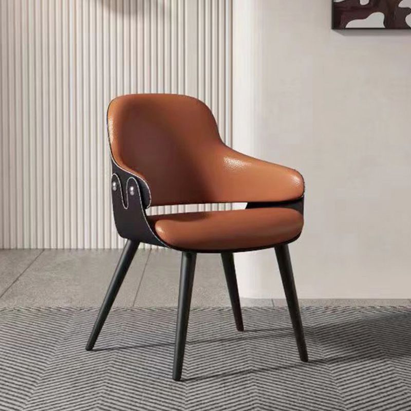 Modern Dining Room Side Chairs Faux Leather Arm Open Back Chair for Kitchen