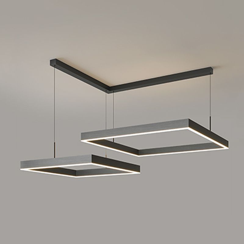 Modern Squared Shape Chandelier Lights Metal Chandelier Lighting Fixtures in Black