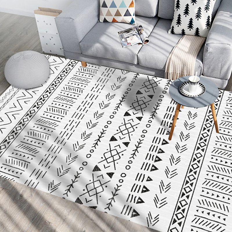 Tone bianco decorazione per la casa moquette boho-chic area di stampa tribale in poliestere con tappeto non slip