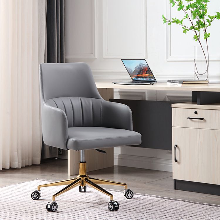 Modern Fixed Arms Desk Chair Adjustable Seat Height Office Chair with Wheels