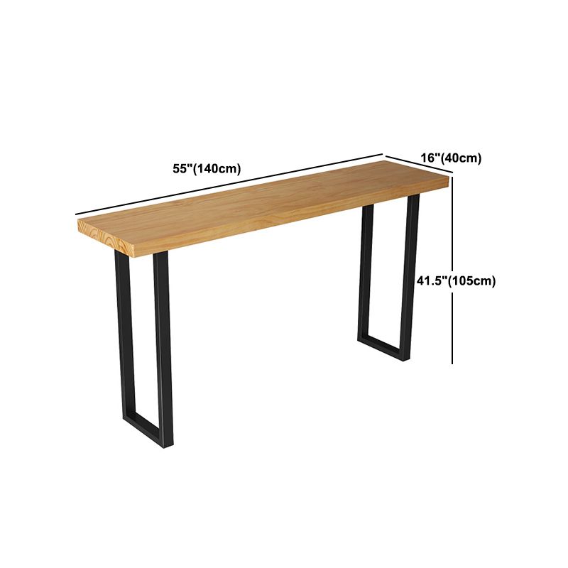 Rectangle Wood Bar Dining Table Contemporary Bar Table with Sled Base in Black