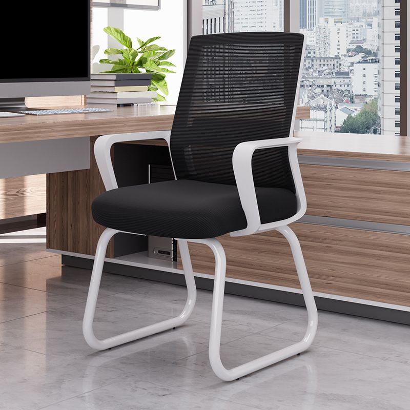 Modern Desk Chair No Wheels Fixed Arms Upholstered No Distressing Office Chair