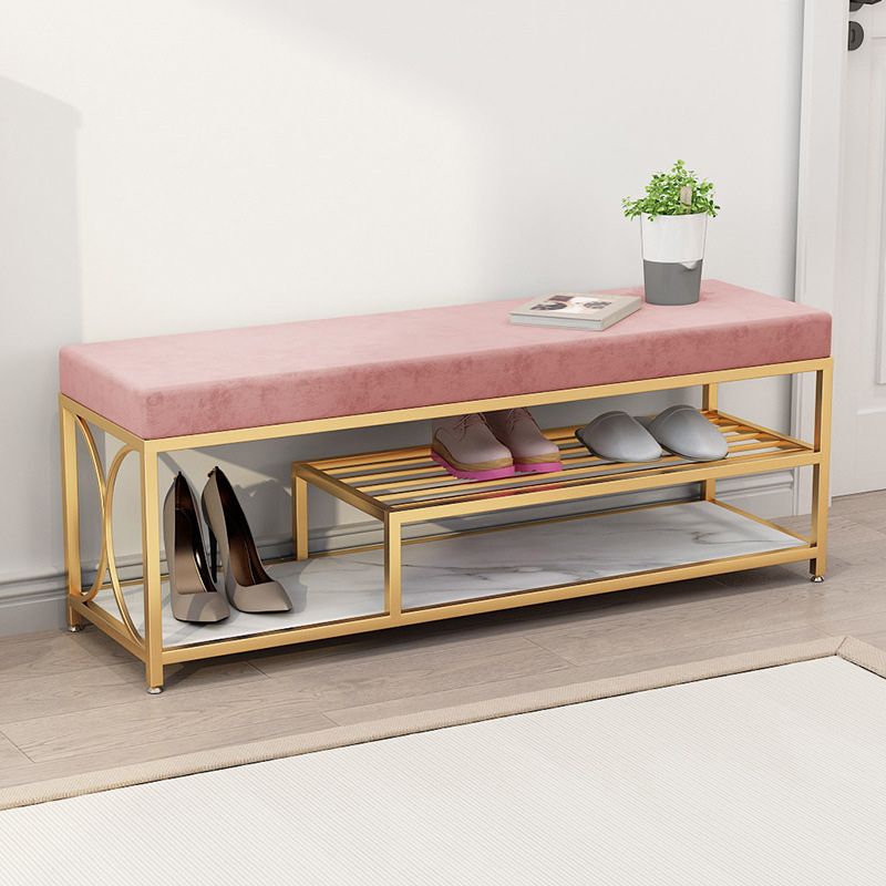 Modern Entryway Bench Upholstery Fill Foam Bench with Shelves