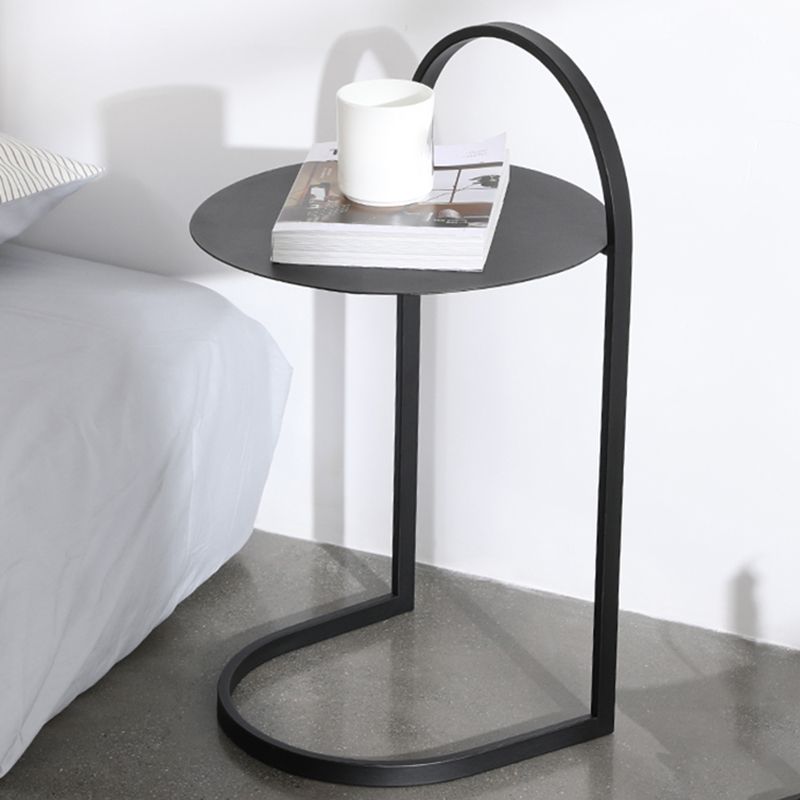 Metal Round Night Table Modern Non-Storage Legs Included Nightstand in Black/Gold