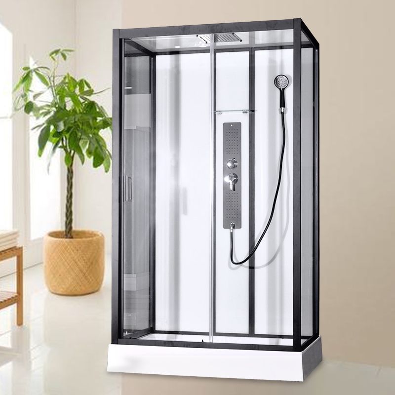 Black Framed Shower Enclosure Single Sliding Square Shower Kit