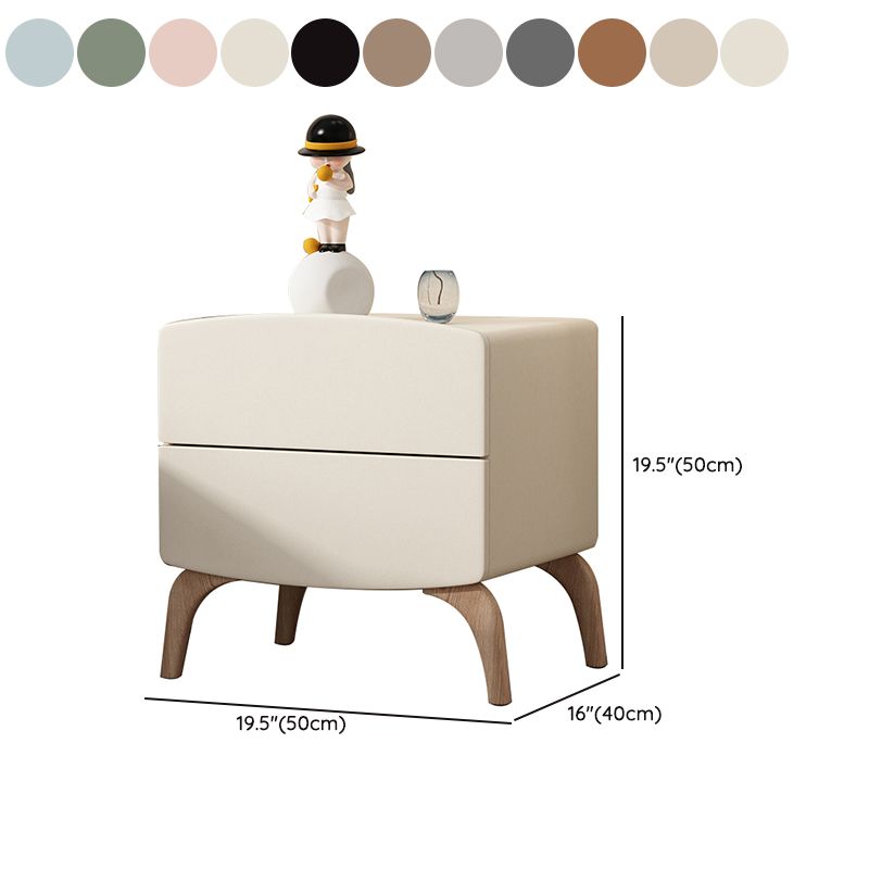 Neutral Bedside Table for Nursery with 2 Drawers Solid Wood Kids Bedside Table