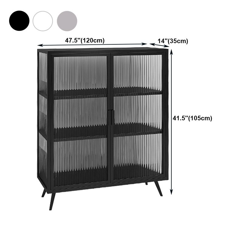 Glass Door Iron Sideboard Modern Server Cabinet with Storage for Kitchen Dining Room