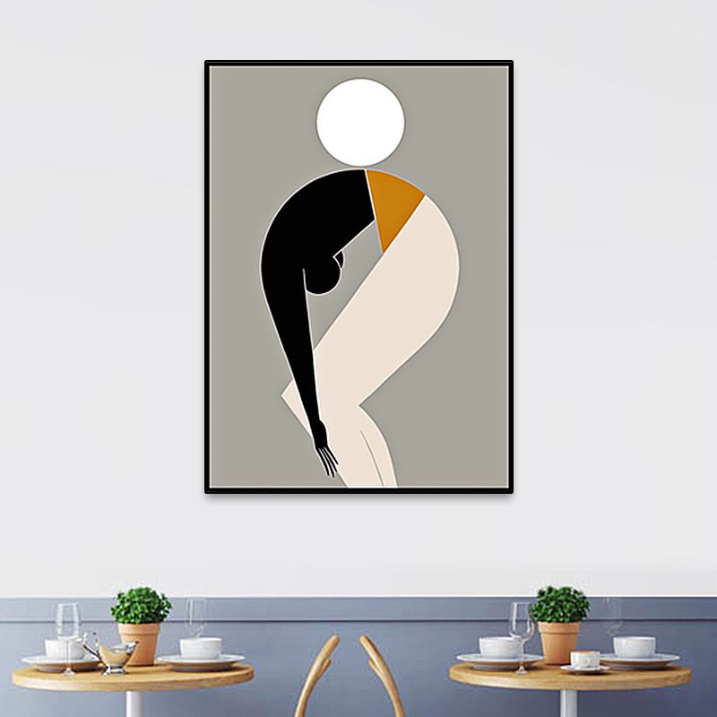 Black Nordic Wall Art Decor Abstract Sport Man with Ball Canvas Print for Living Room