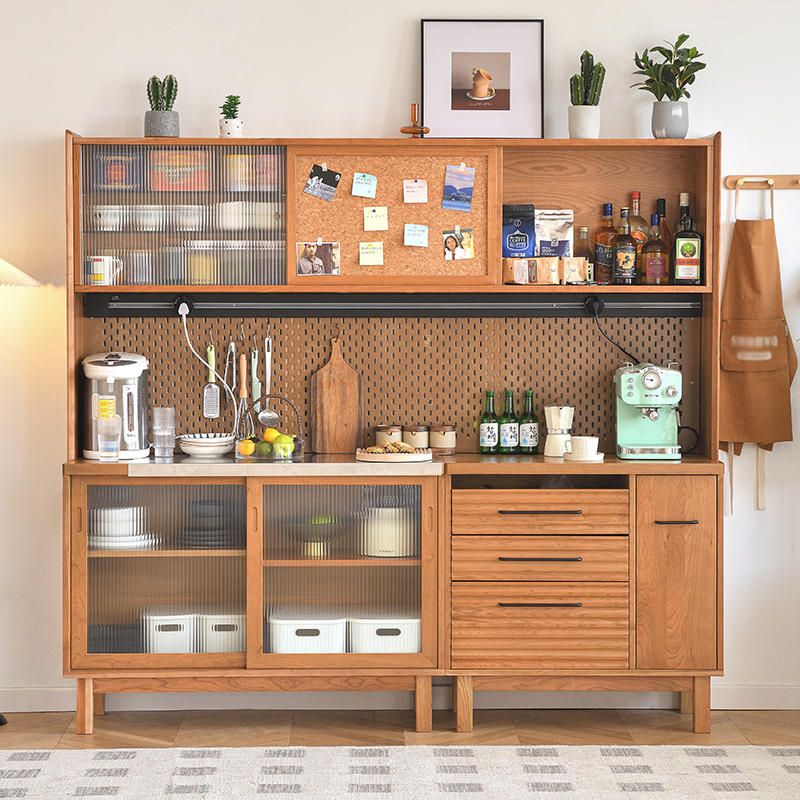 Modern Wood Sideboard Table 3 Drawers Sideboard with Cabinets for Dining Room