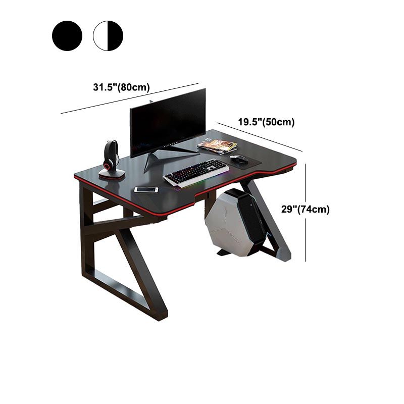 Industrial Trestle Base Computer Desk Black Manufactured Wood Top Desk