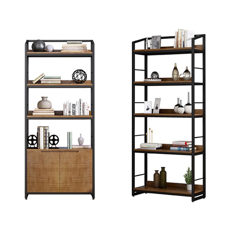 Industrial Style Bookshelf Open Back Solid Wood Bookcase for Home Office