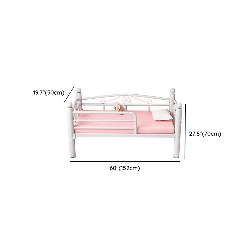 Scandinavian Style Metal Kid Bed White Daybed with Guardrail