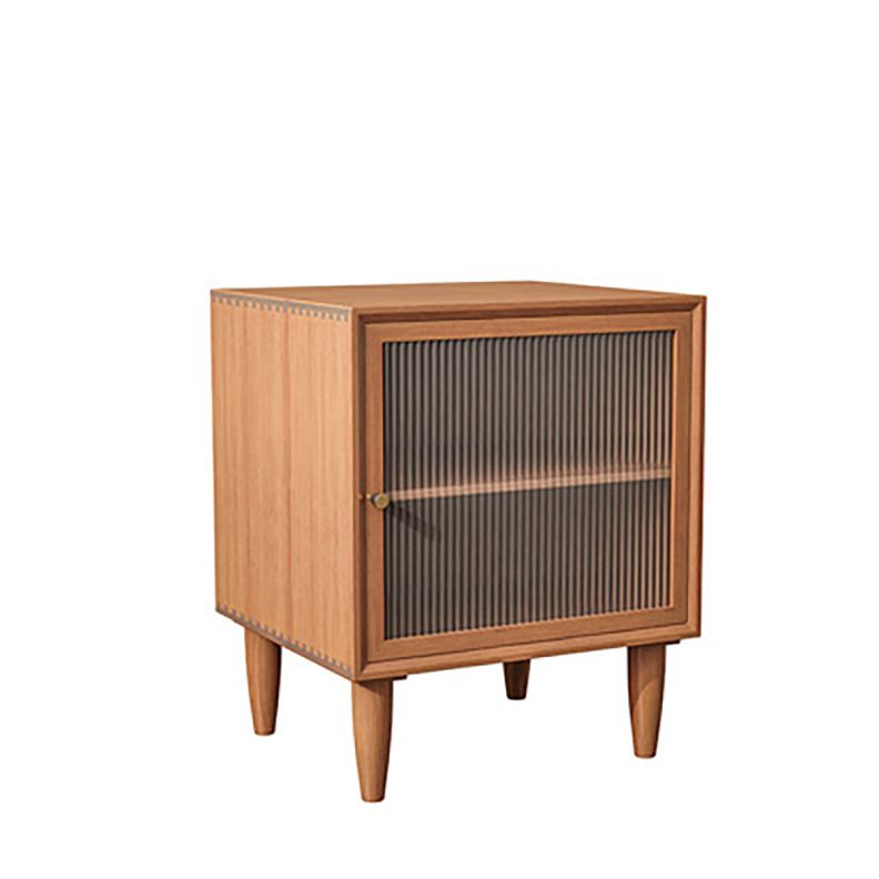 Solid Wood Bedside Cabinet Pine Doors Included Modern Night Table with Legs