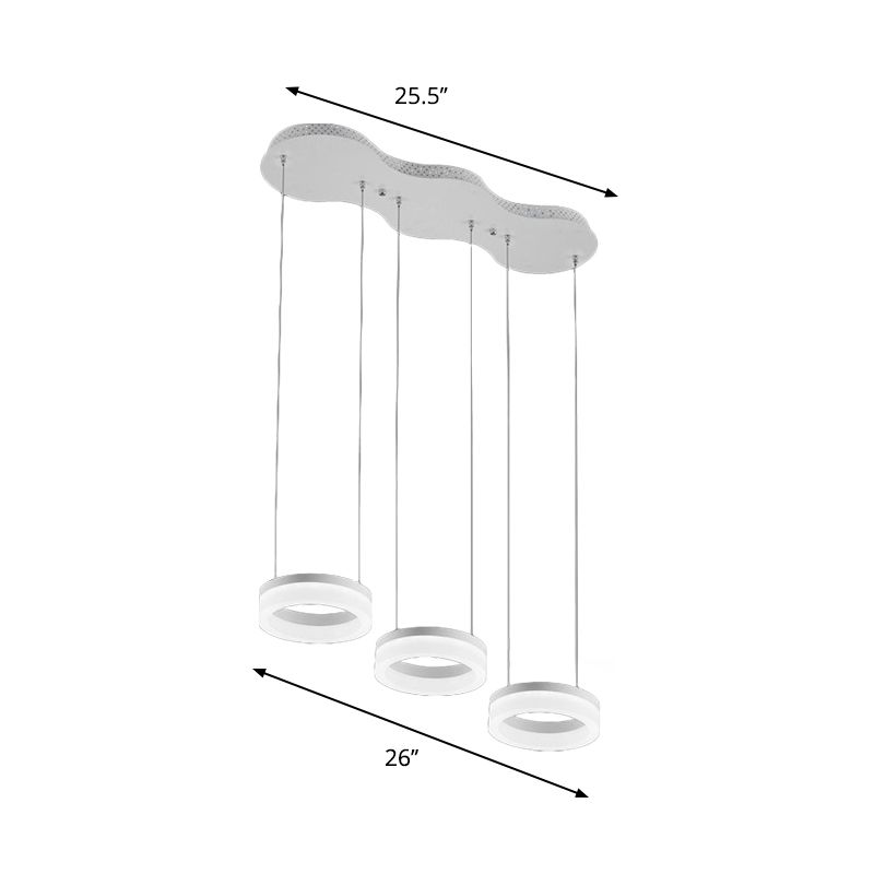 Aluminum Cluster Ring Pendant Simple Style White LED Suspended Lighting Fixture in Warm/White Light