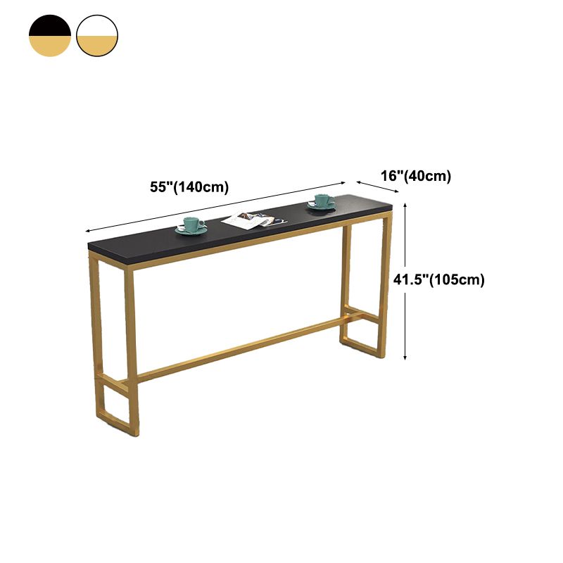 Glam Wood Bar Table with Rectangle Table Top Gold Trestle Table - 42" H