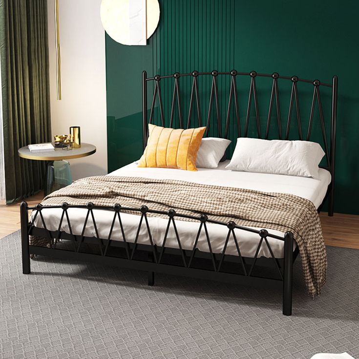 Scandinavian Iron Bed with Open-Frame Headboard and Footboard