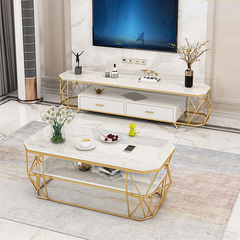 Open Storage TV Stand Console Glam Media Console TV Stand for Living Room