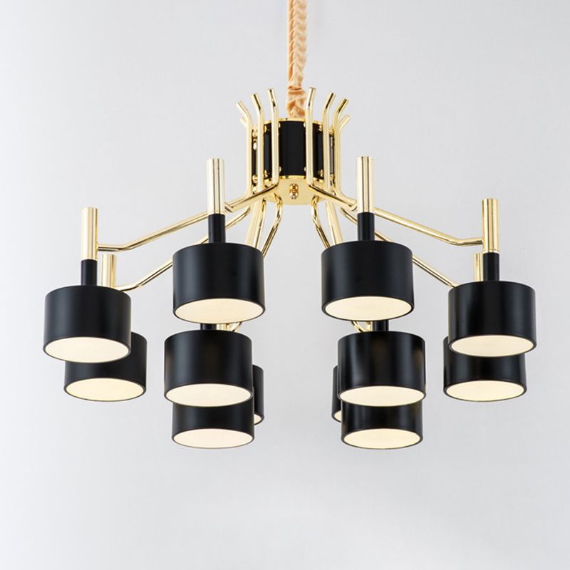 Drum Shade Chandelier Light Post-modern Metal Living Room Suspended Lighting Fixture