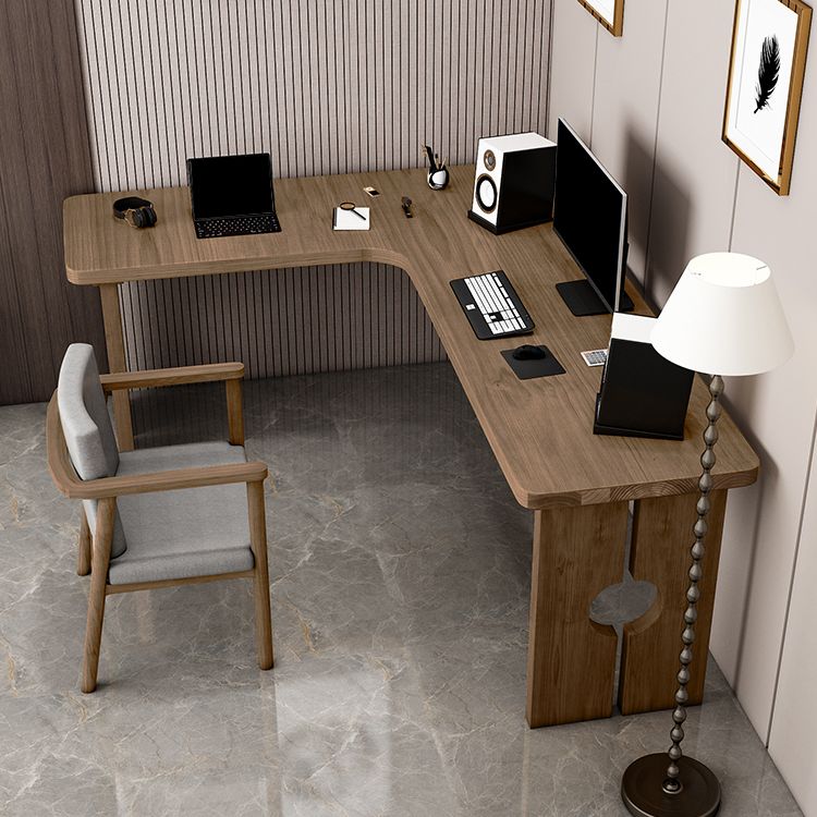 Contemporary Solid Wood Office Desk L-Shape Writing Desk for Office