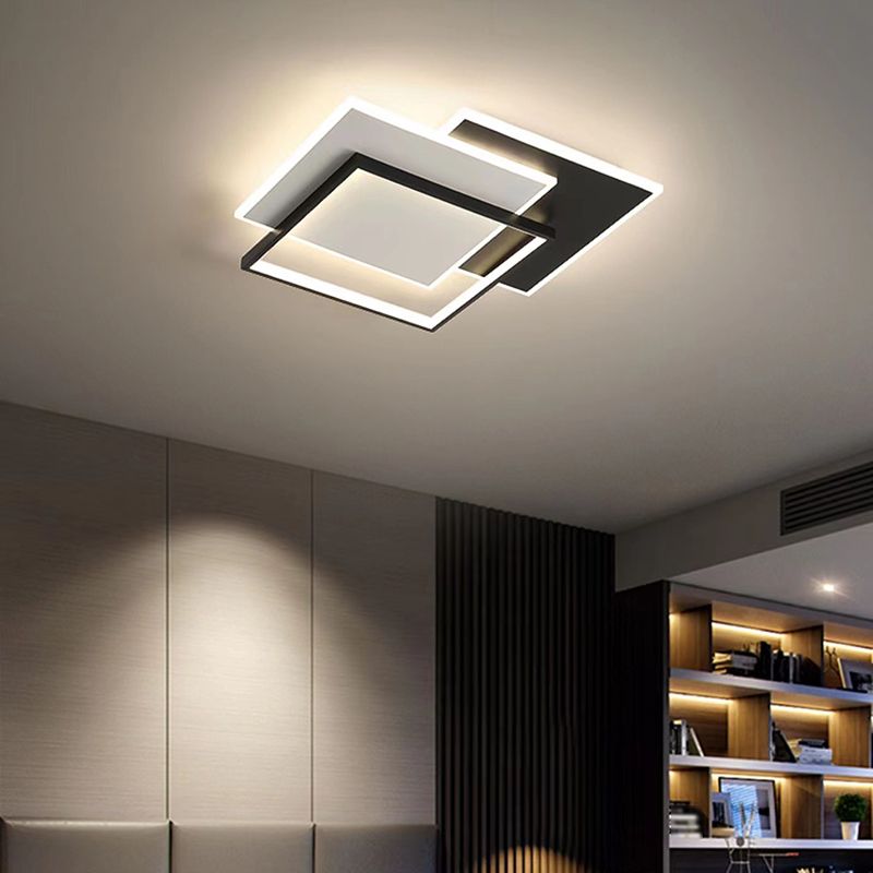 Multiple-Light Rectangular Flush Mount Lighting Modern Metal Ceiling Lighting