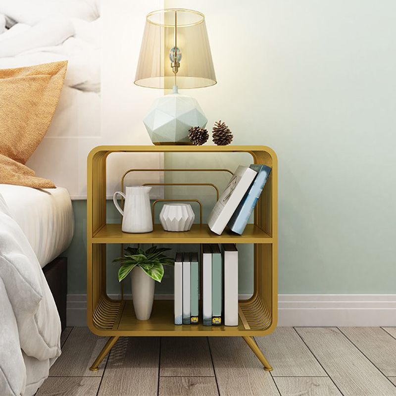 Metal Bedside Cabinet Modern Accent Table Nightstand for Bedroom