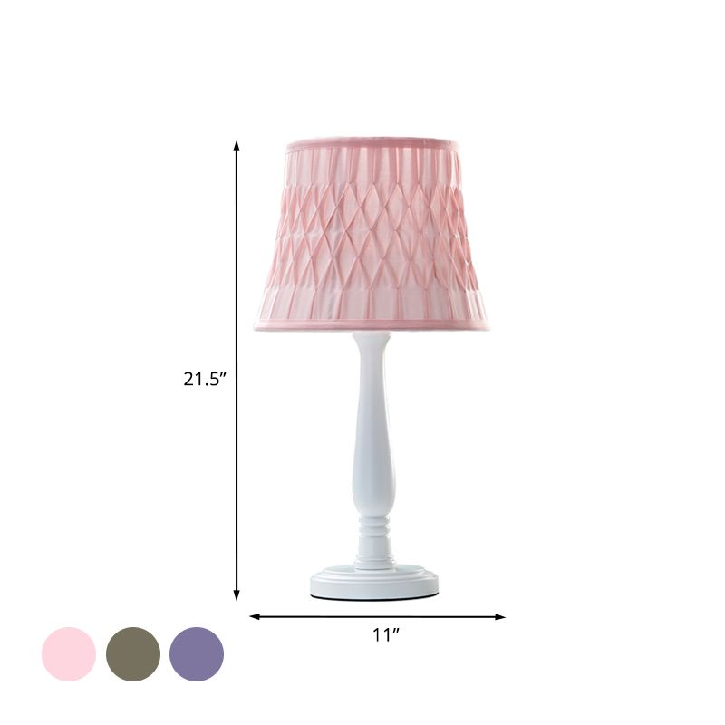 Macaron Barrel Shape Reading Book Light Wood 1 Bulb Bedroom Nightstand Lamp in Pink/Purple/Green