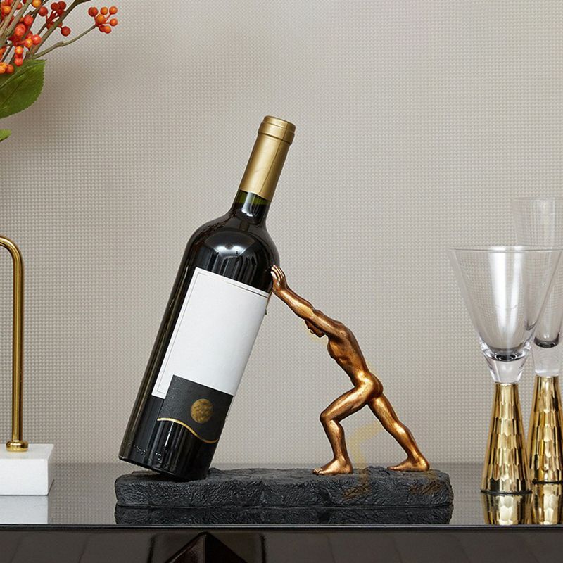 Metal Countertop Wine Glass Rack Modern Gold Wine Bottle Holder -10.6"x4.3"x7.5"