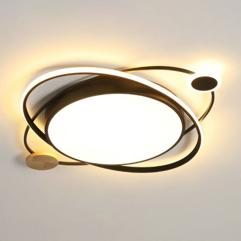 Macaron Orbit Shaped LED Flush Mount Lighting Metallic Kids Bedroom Flush Mount Ceiling Light