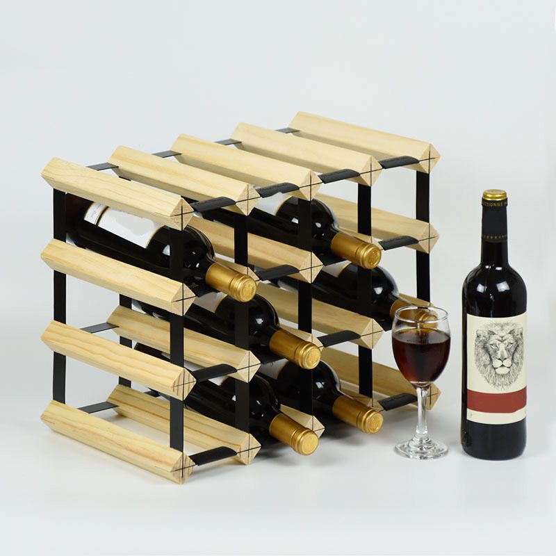 Pine Countertop Wine Bottle Holder Modern Bottle Holder in Natural Wood