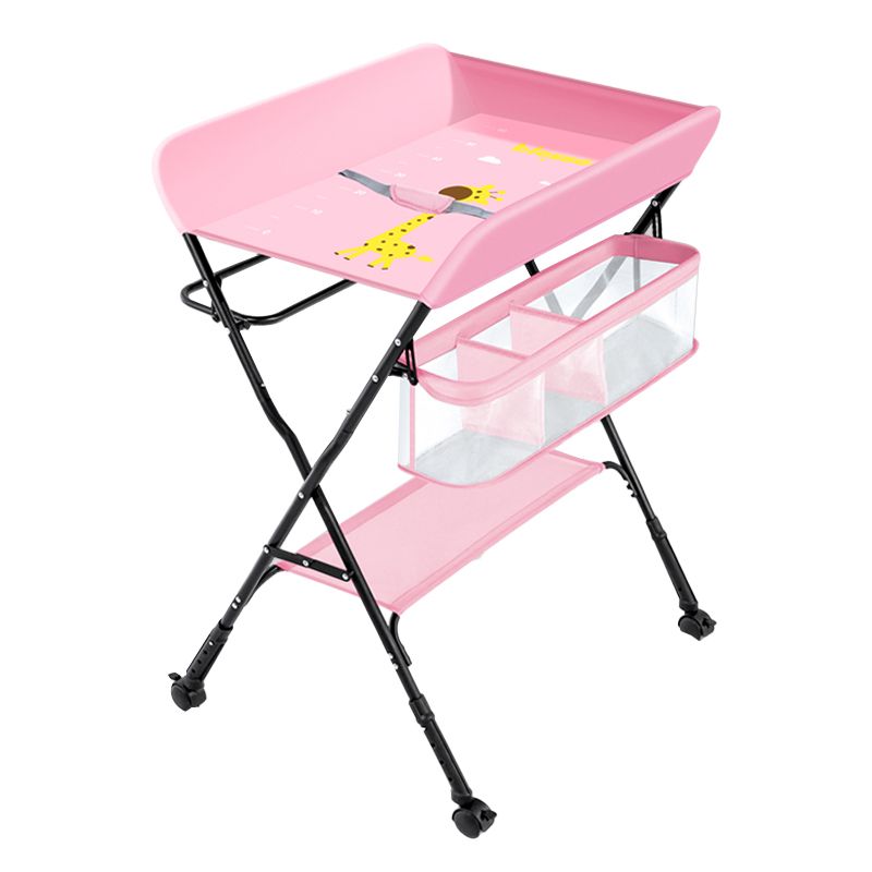 Modern Metal Baby Changing Table with Changing Pad Folding Flat Top Changing Table