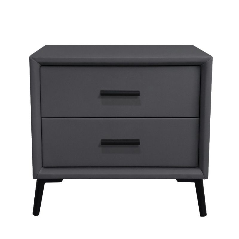 Two Drawer Solid Color Wood Nightstand 19.2"Tall Night Table