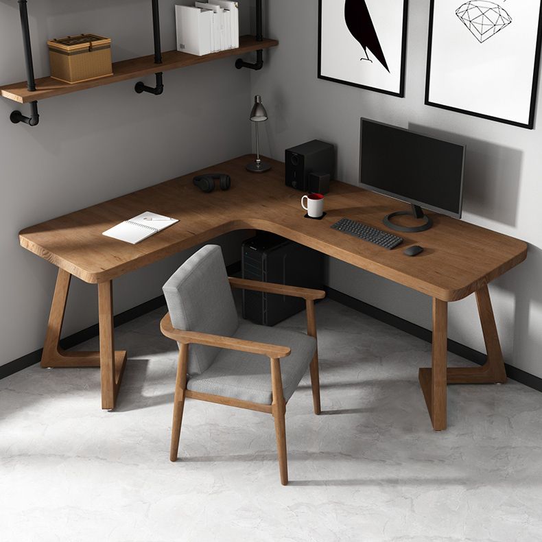 Contemporary Pine Writing Desk L-Shape Office Desk for Office