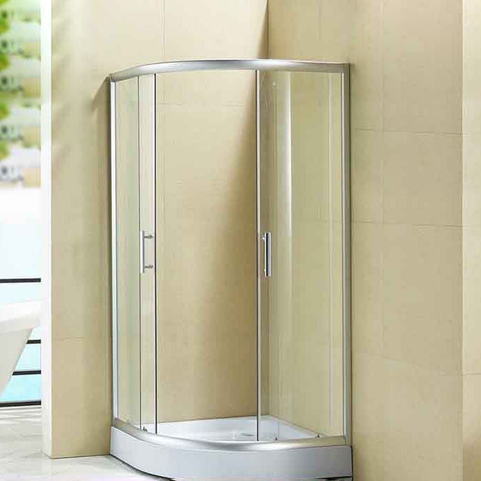 Double Sliding Shower Kit Rounded Shower Kit with Fixed Panel