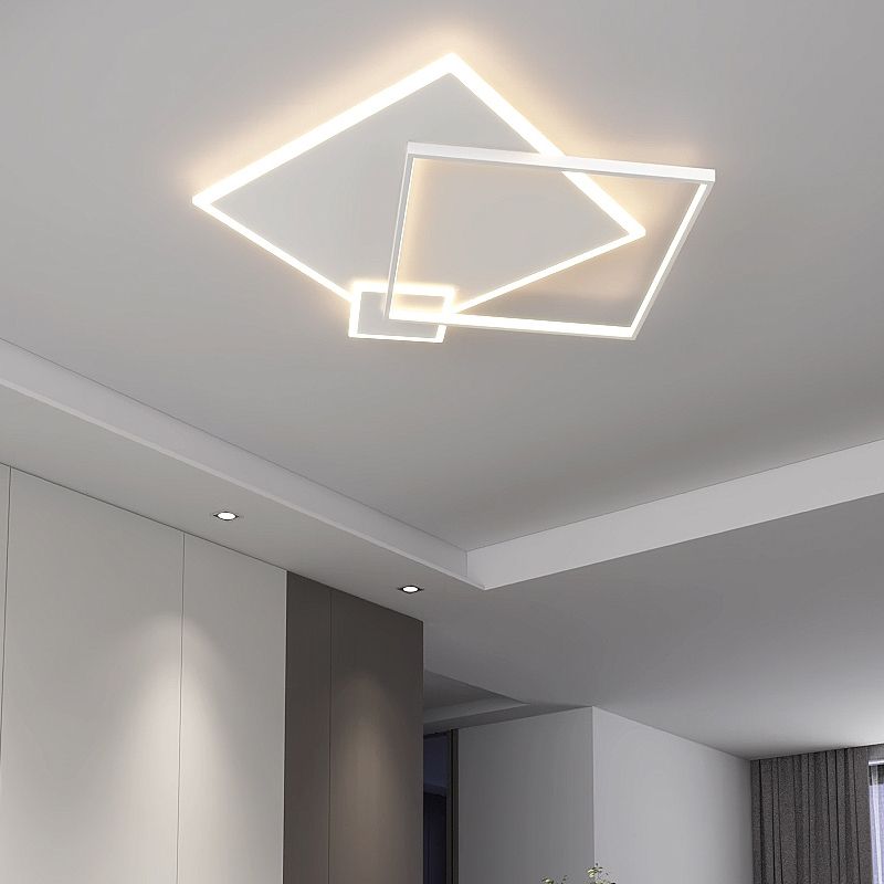 Square 3 - Light LED Ceiling Mount in Matte White Iron and Acrylic Flush