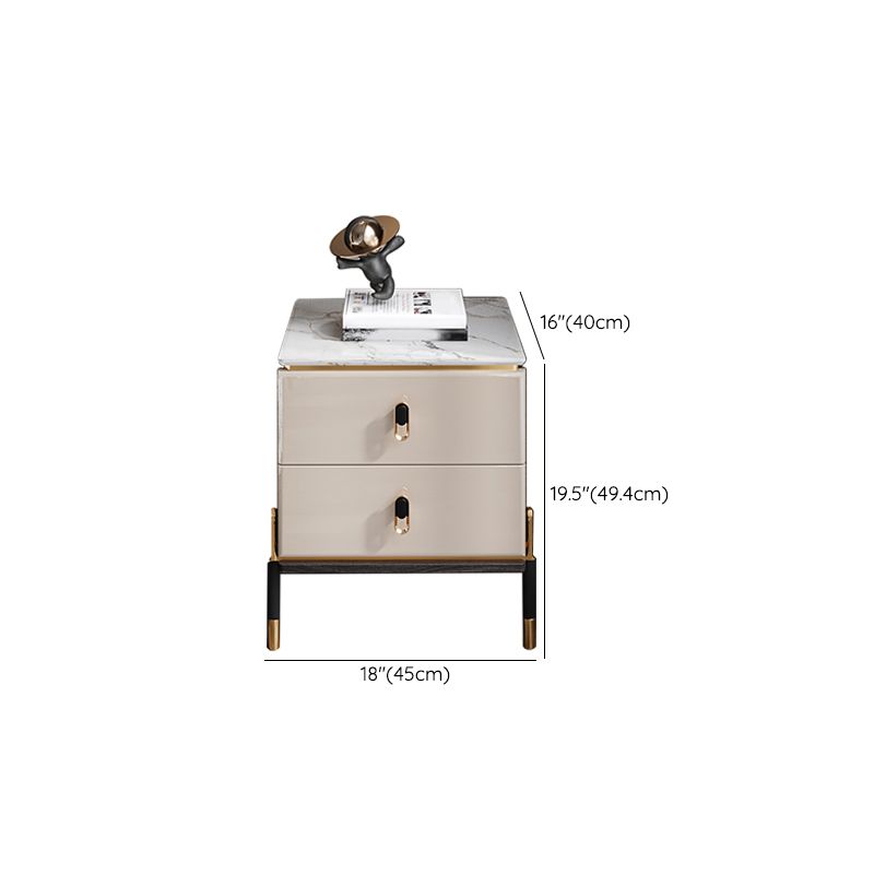 Contemporary Accent Table Nightstand Stone Night Table for Bedroom