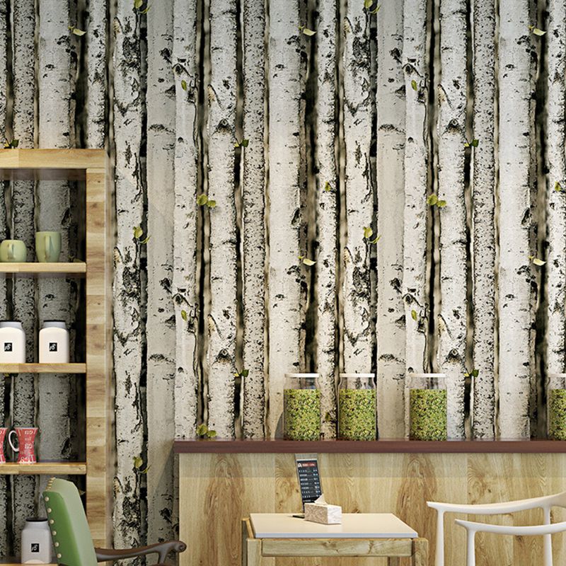Rustic Birch Wallpaper Non-Pasted Wall Covering for Shops 33-foot x 20.5-inch