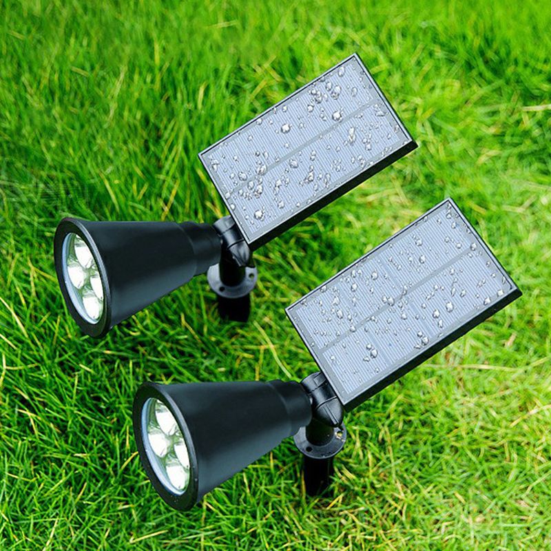 Plastic Cone Shaped Solar Stake Lamp Contemporary Black LED Path Light with Adjustable Design