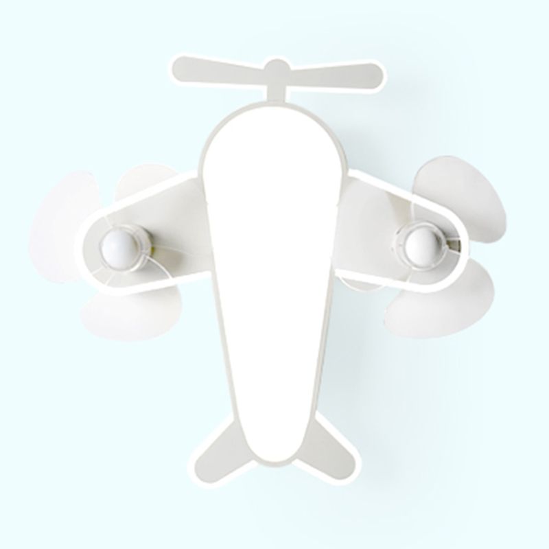 Kids Style Airplane Shape Ceiling Fan Lights Metal 5 Light LED Flush Lights